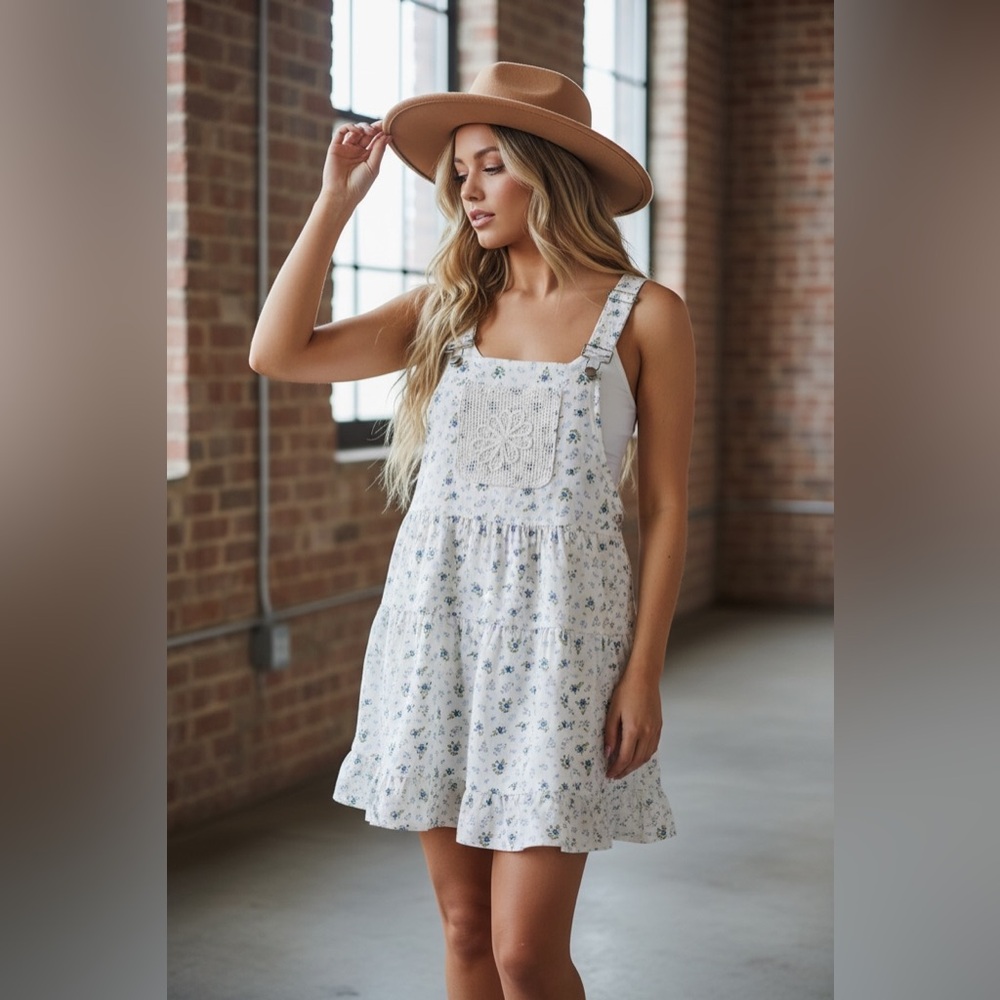 Very J White Floral Eyelet Sundress